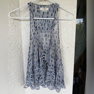 ISABEL MARANT Etoile Silk Blue and White Patterned Tank Top (S/M)